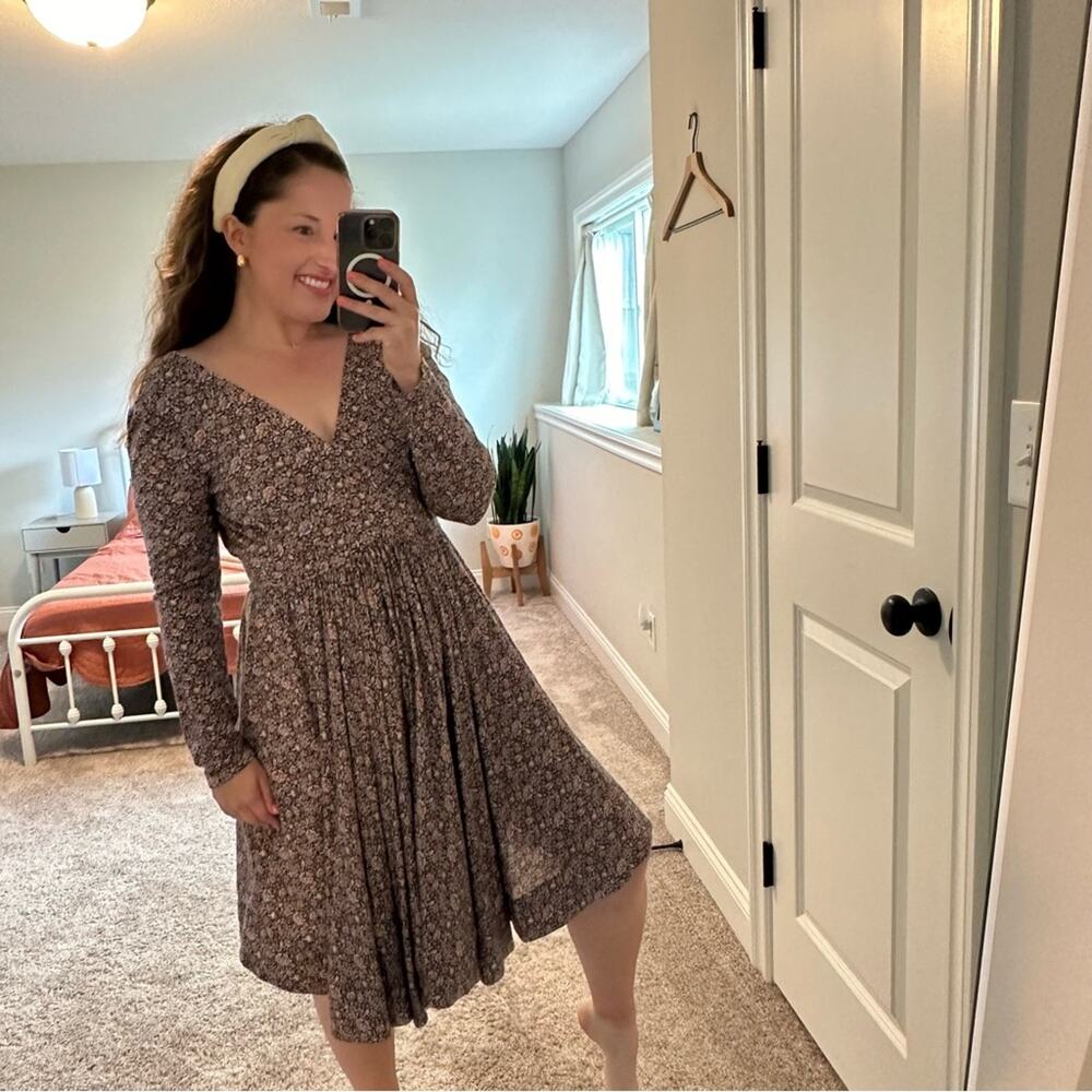 Rebecca Taylor V Neck Purple Floral Mini Dress 6 - Picture 3 of 13